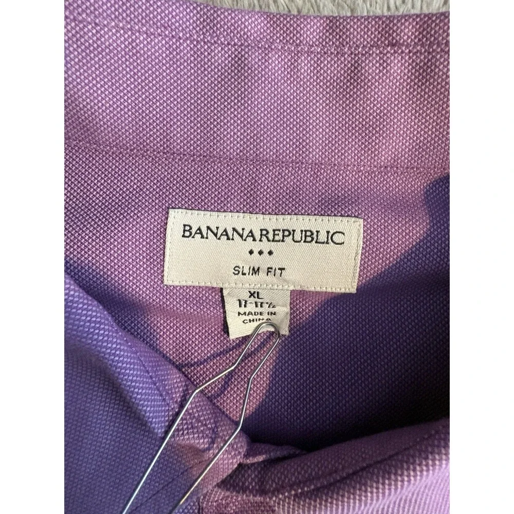 Banana Republic Shirt Men's XL Untucked Slim‎ Fit Purple Long Sleeve Button